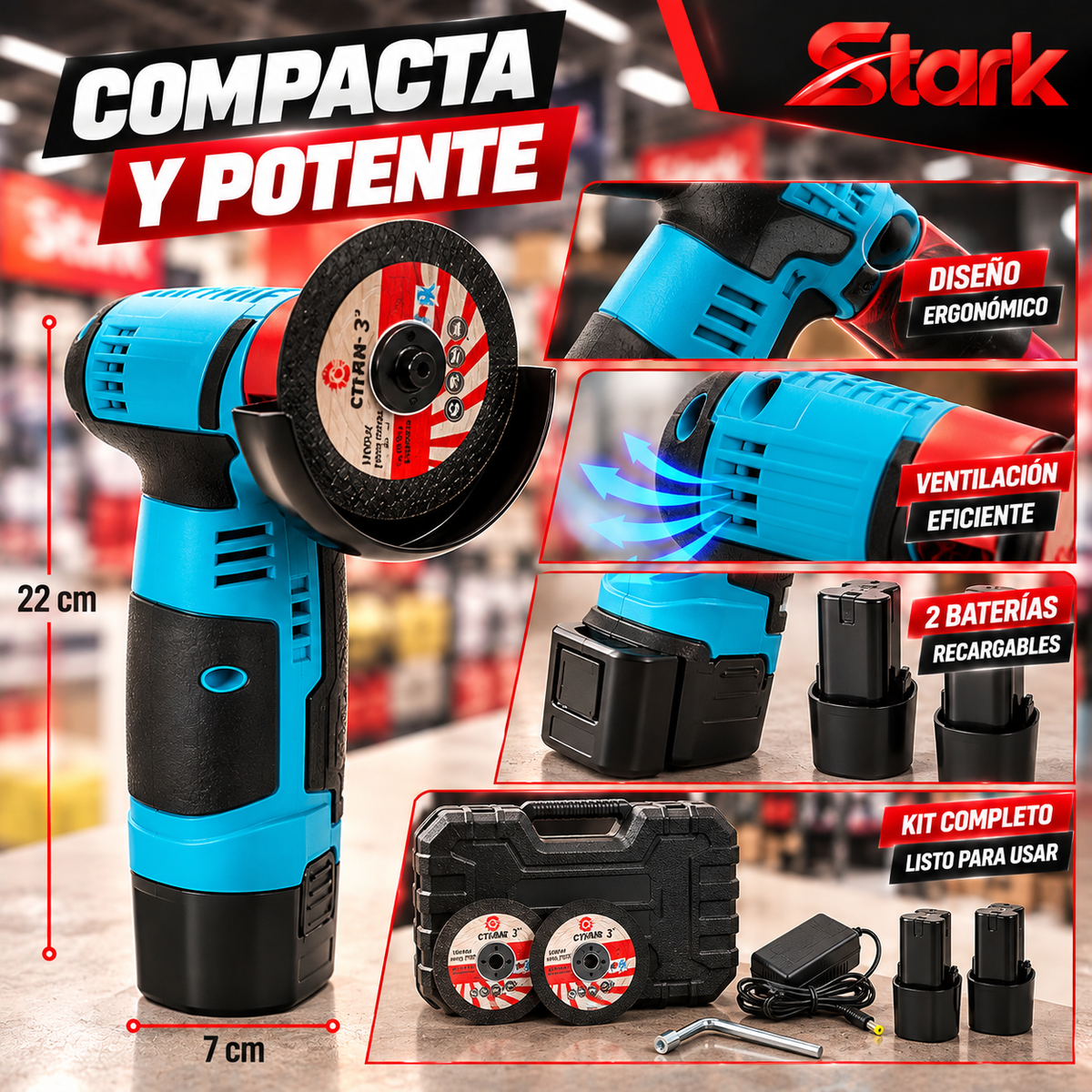 🔥 OFERTA ESPECIAL | Mini Pulidora Inalámbrica + 2 Baterías + MALETÍN