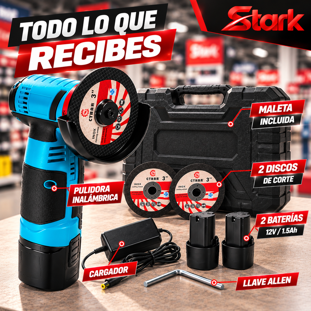 🔥 OFERTA ESPECIAL | Mini Pulidora Inalámbrica + 2 Baterías + MALETÍN