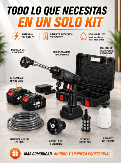 SUPER COMBO: Hidrolavadora + Kit de Raches 40 Piezas + 2 Baterías